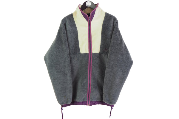 Vintage Helly Hansen Fleece Full Zip Large gray 90's retro sweater heavy winter outdoor jacket