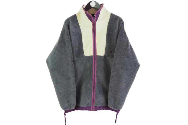Vintage Helly Hansen Fleece Full Zip Large gray 90's retro sweater heavy winter outdoor jacket