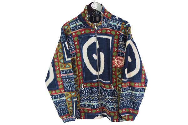 Vintage Fleece Full Zip Medium multicolor 90s retro abstract crazy pattern sweater