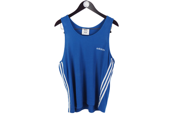 Small / Medium vintage 80's adidas sleeveless t-shirt sport blue classic 3 stripes top