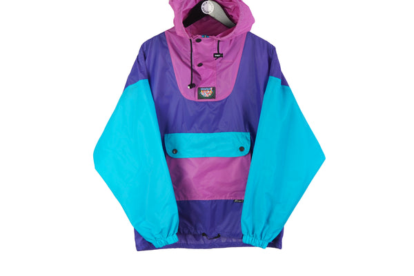 Vintage K-Way Anorak Jacket Medium blue purple 90's raincoat windbreaker outdoor style