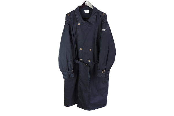 Vintage Adidas Coat XLarge / XXLarge made in West Germany 80's navy blue winter jacket sport retro classic style