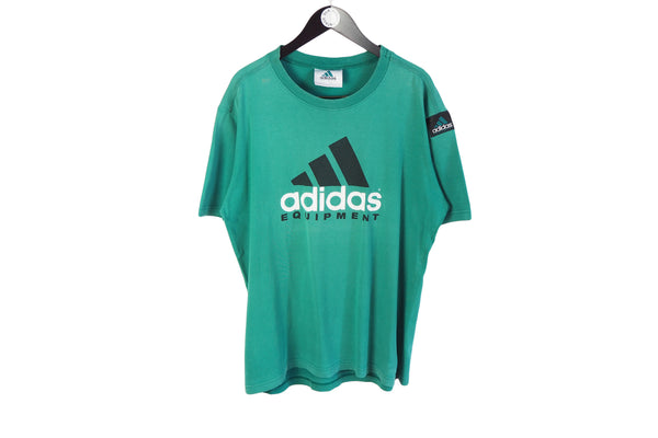 Vintage Adidas Equipment T-Shirt XLarge green big logo 90's sport style basic tee