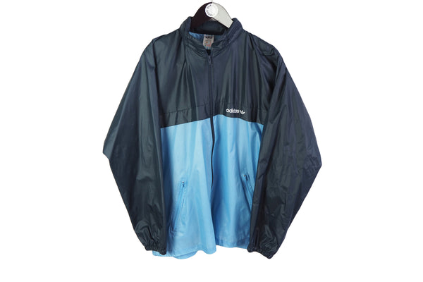 Vintage Adidas Jacket Large blue 90's windbreaker full zip retro style coat