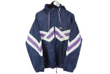 Vintage Adidas Jacket Medium / Large blue windbreaker 90's hooded sport style full zip coat
