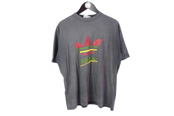 Vintage Adidas T-Shirt Medium / Large gray big logo 90's authentic basic sport tee