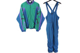 Vintage Adidas Tracksuit (Jacket + Overalls) Large green blue full zip 90's streetwear sports style rare abstract pattern 