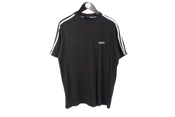 Vintage Adidas T-Shirt Large black classic 3 stripes 90's sport tee