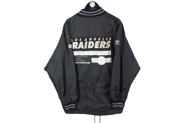 Vintage Raiders Los Angeles Jacket Large black big logo team 90's windbreaker sport style NFL football American athletic windbraeker