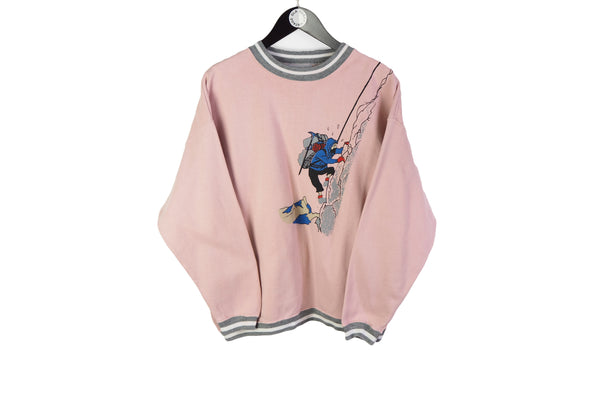 Vintage Climbing Sweatshirt Small pink 90's crewneck sport style jumper authentic non brand outdoor 80s style