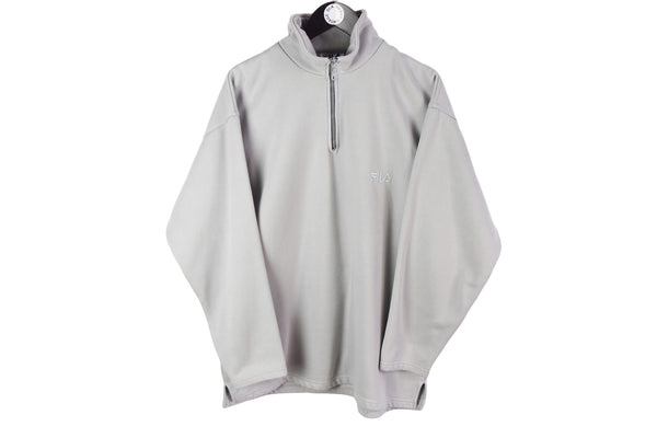 Vintage Fila Sweatshirt 1/4 Zip Large gray 90's sport style jumper