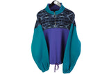 Vintage Fleece 1/4 Zip XLarge purple green 90's winter sweater sport style outdoor jumper