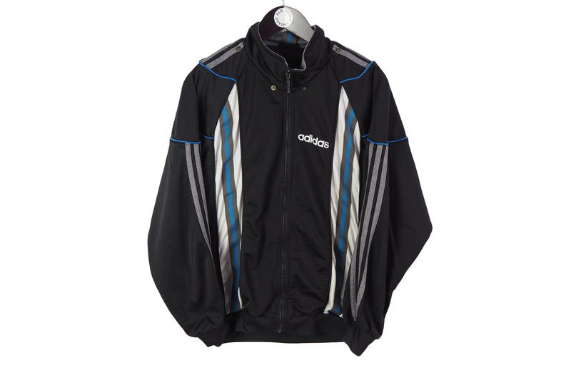 Vintage Adidas Track Jacket Small black big logo full zip 90's retro style athletic cardigan