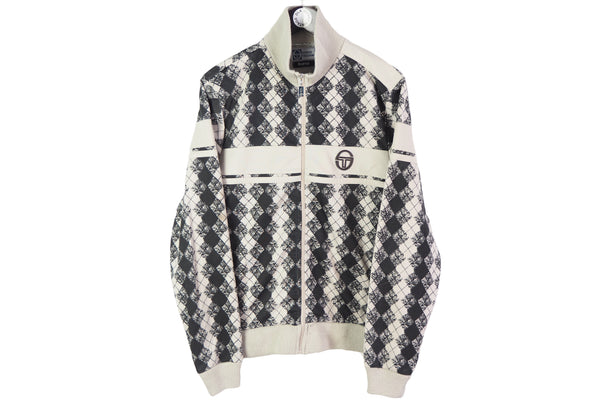 Vintage Sergio Tacchini Track Jacket Medium geometric pattern cardigan 90's Burro Italian full zip sportswear