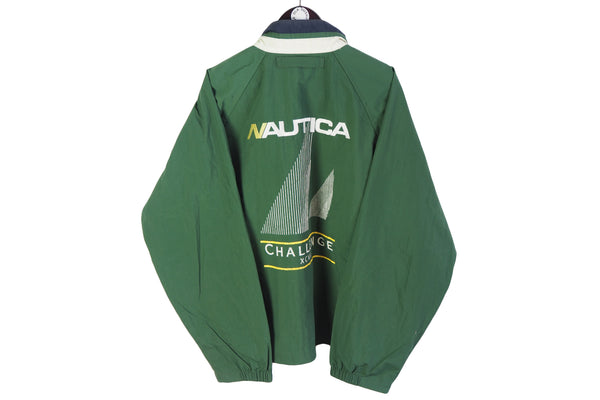 Vintage Nautica Jacket XLarge green big logo 90's Challenge retro style windbreaker sportswear full zip