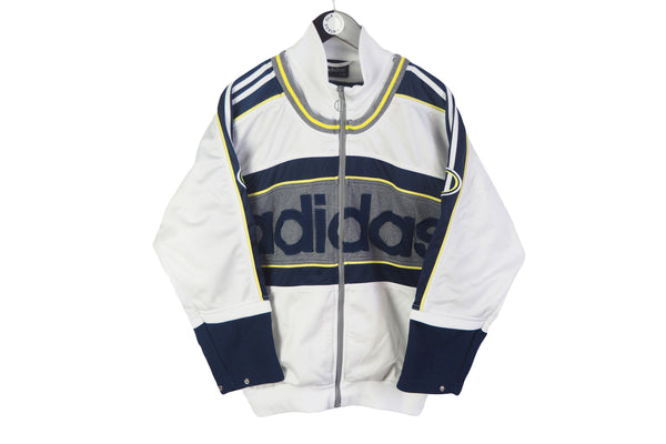 Vintage Adidas Track Jacket 3/4 Sleeve Large white big logo full zip 90's retro sport windbreaker 