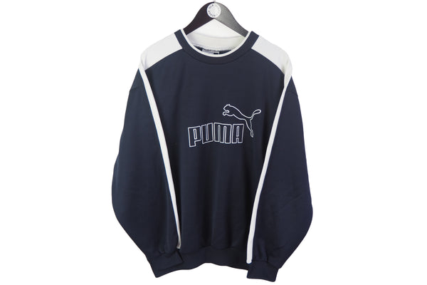 Vintage Puma Sweatshirt XLarge big logo 90's sportswear crewneck blue jumper