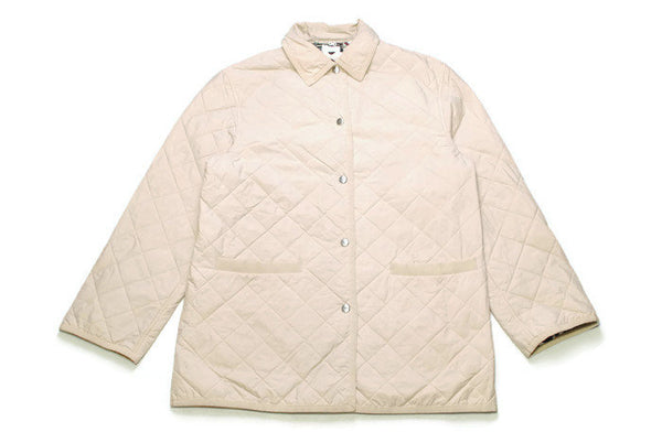 authentic SALVATORE FERRAGAMO quilted women's jacket SIZE L made in Italy beige rare retro 90s 80s button up necked pocket pattern linning