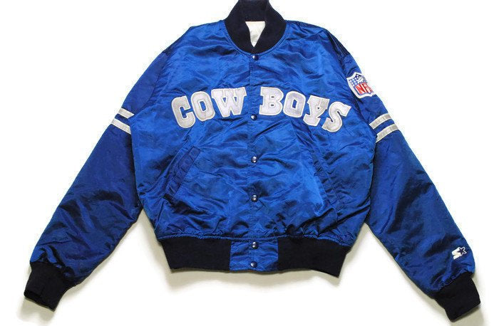 vintage COWBOYS DALLAS NFL Pro Line Starter official product men's blue Bomber Jacket big logo Size M authentic rare football retro unisex