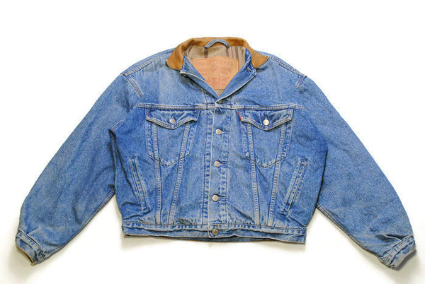 vintage LEVIS authentic denim bomber jacket Size M mens jeans trucker truck hunting buffalo blend heavy work washed wash oversized 90s 80s