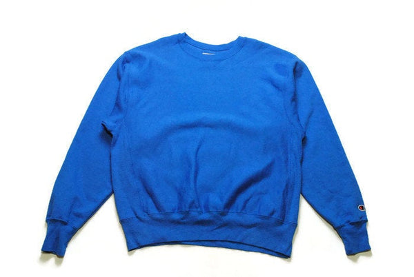 authentic CHAMPION little sleeve logo sweatshirt Size L men's blue fancy sweat sweater oversized large crew streetwear activewear basic 90s