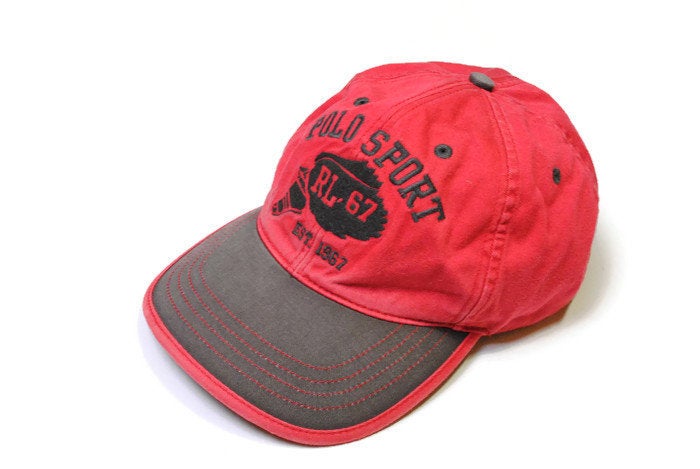 vintage POLO SPORT Ralph Lauren baseball cap hat red Pwing