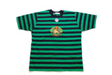 authentic BURBERRYS vintage men's T-Shirt NEW with tags big logo SIZE M made in England unisex striped green navy blue sport short 90s 80s