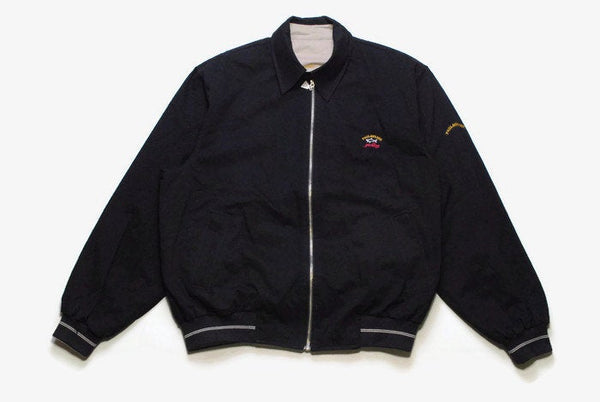 vintage PAUL SHARK men's double side harrington jacket Size L authentic black gray classic retro rare 90s 80s long sleeve front pockets vntg