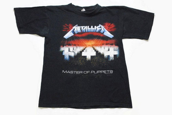 vintage METALLICA Master Of Puppets t-shirt Band 02 tour rock wear black big logo clothing tee thrift authentic rare retro Size L oversized