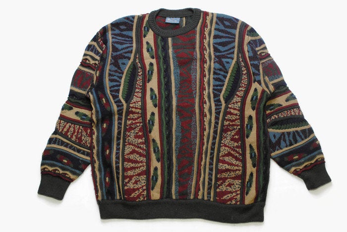 vintage GECCU 3D multicolor authentic sweater knit wear knitted Size XXL rare retro mens clothing hipster made in Australia cardigan 90s 80s