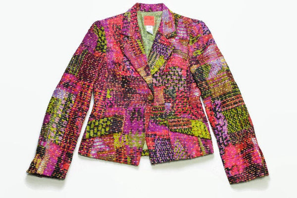 vintage BAZAR de CHRISTIAN LACROIX colorway authentic Blazer Jacket retro style Size 40 made in France 90s 80s luxury outfit button up wear