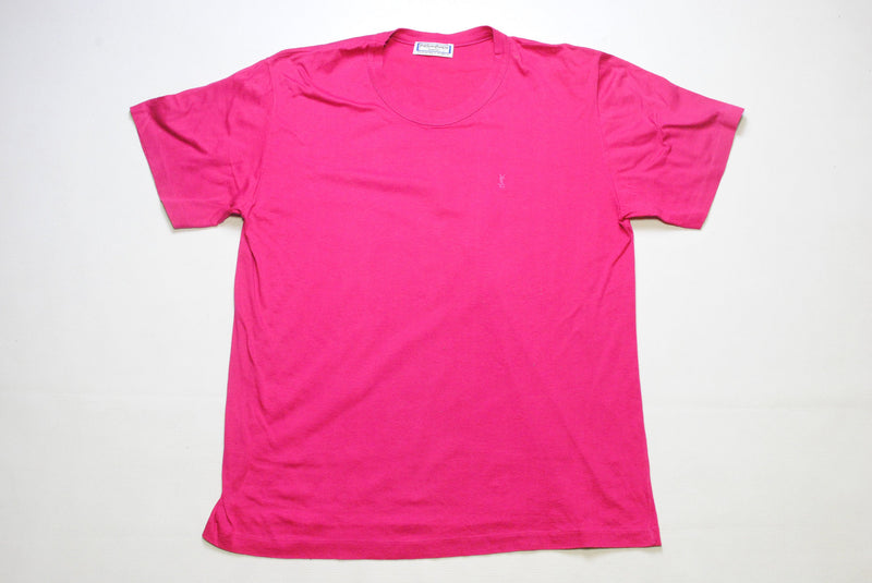 vintage YVES SAINT LAURENT authentic pink small logo t-shirt Size mens L rare retro outfit hipster clothing rave luxury streetwear 90s tee