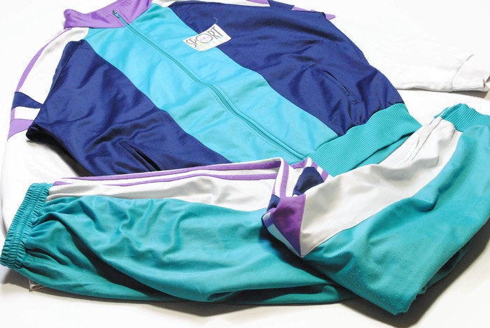 vintage ADIDAS ORIGINALS SPORT track suit acid color Size L oversized retro hipster clothing rave 90s 80s authentic rare mens unisex blue