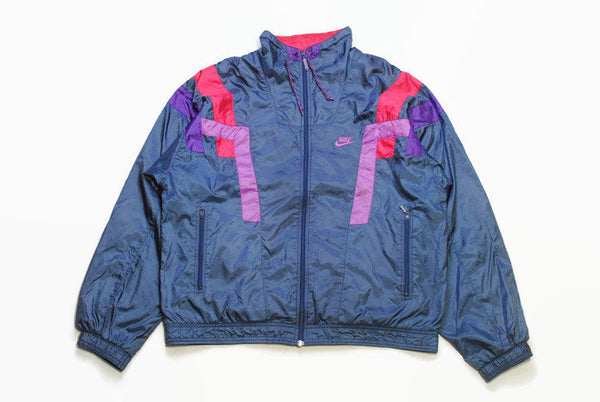 vintage NIKE authentic track jacket Size M purple blue rare retro rave hipster sport athletic 90s 80s casual hip hop running streetwear logo