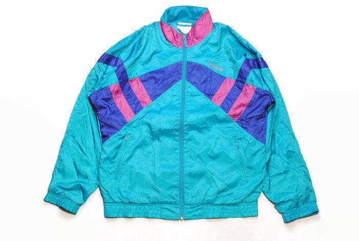 vintage ADIDAS ORIGINALS men's track jacket Size M authentic purple blue rare retro acid rave hipster bomber track suit 90s 80s streetwear