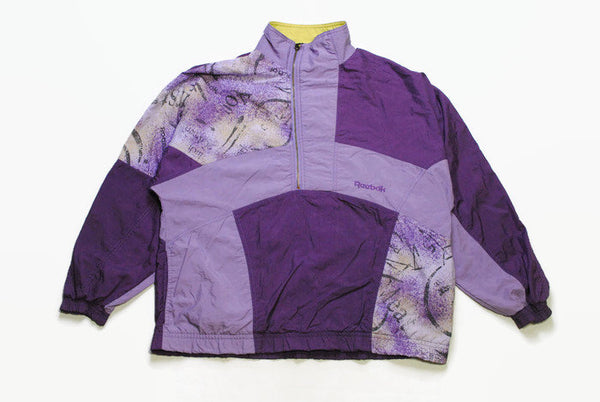 vintage REEBOK anorak Track Jacket Size M/L oversized authentic rare retro hipster 90s 80s rave athletic sport suit acid classic purple wear
