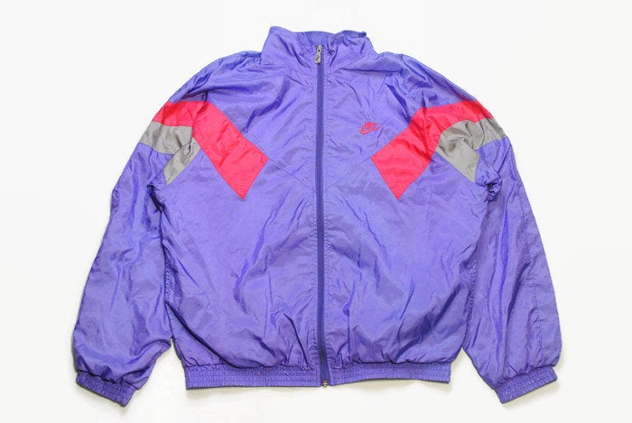 vintage NIKE authentic track jacket Size M purple retro rave hipster sport athletic 90s 80s casual hip hop running streetwear windbreaker