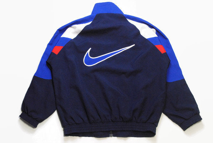 vintage NIKE made in USA track jacket authentic Size L blue big logo retro rave hipster sport athletic 90s 80s hip hop running streetwear