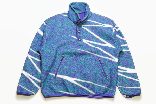 vintage SERGIO TACCHINI FLEECE men's Size M blue authentic sweater bright winter sweatshirt acid 90s 80s rare retro hipster rave wear polar
