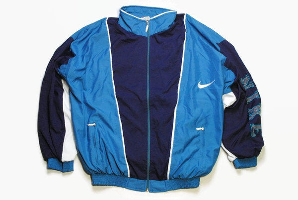 Vintage Nike rack jacket Size M blue retro rave hipster sport athletic 90s 80s made in USA hip hop running streetwear logo style