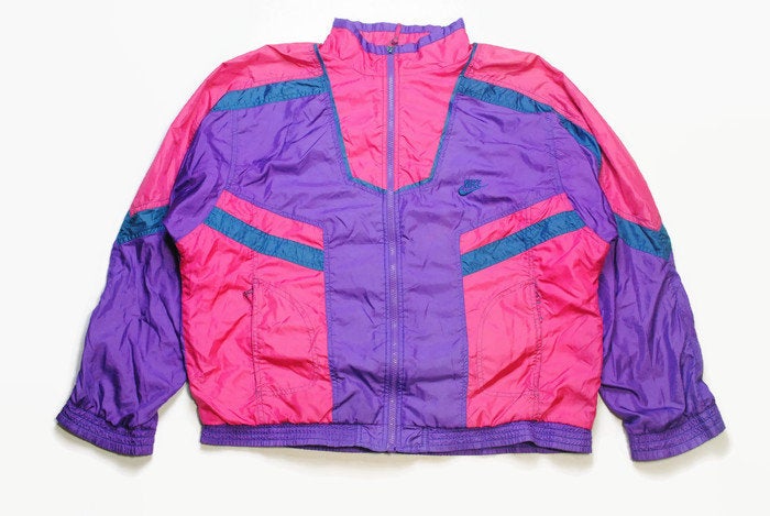 vintage NIKE authentic track jacket Size L purple pink rare retro rave hipster sport athletic 90s 80s casual hip hop running streetwear logo