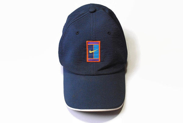 authentic NIKE FIT baseball cap hat navy blue small front logo truck swoosh town vintage style men's women's unisex accessories visor hat