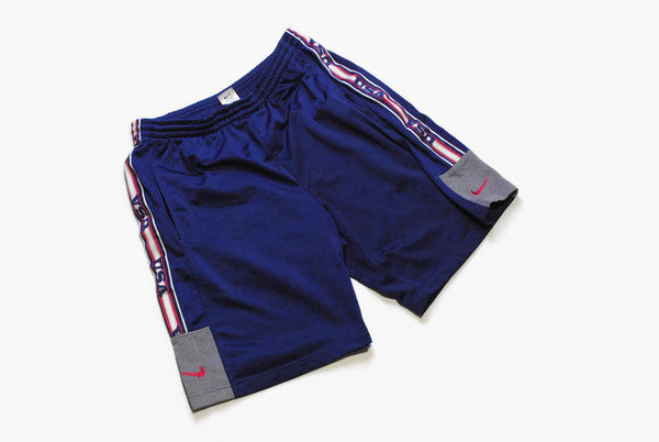 vintage NIKE USA logo track shorts navy blue SIZE L large retro sportswear authentic 90s 80s suit sport basketball activewear relaxed summer