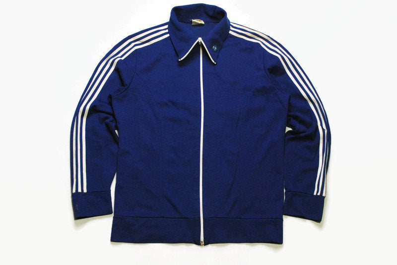 vintage ADIDAS ORIGINALS classic blue Track Jacket Size M authentic rare retro hipster 90s 80s made in Hong Kong rave athletic sport suit