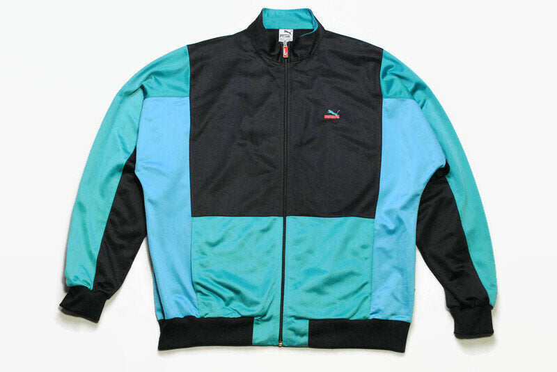 vintage PUMA men's track jacket SIZE xxl xl authentic black blue rare retro rave hipster wear 90s 80s unisex bomber tracksuit streetwear clothing