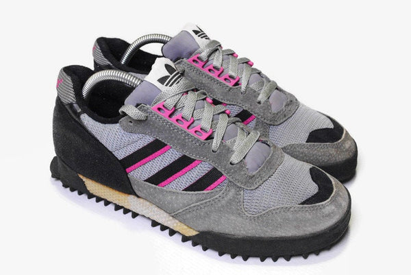 vintage ADIDAS MARATHON authentic gray pink sneakers Size US7.5 FR41 men's rare retro made in Korea athletic shoes 90s 80s classic hipster