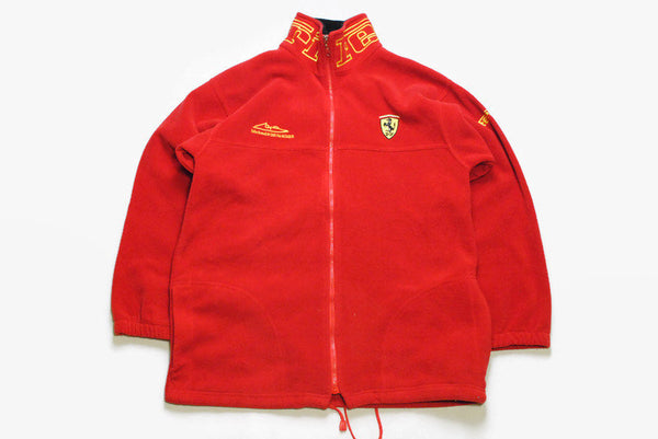 vintage FERRARI Michael Schumacher FLEECE full zip zipped men's Size M red yellow authentic sweater acid 90s 80s rare retro hipster original