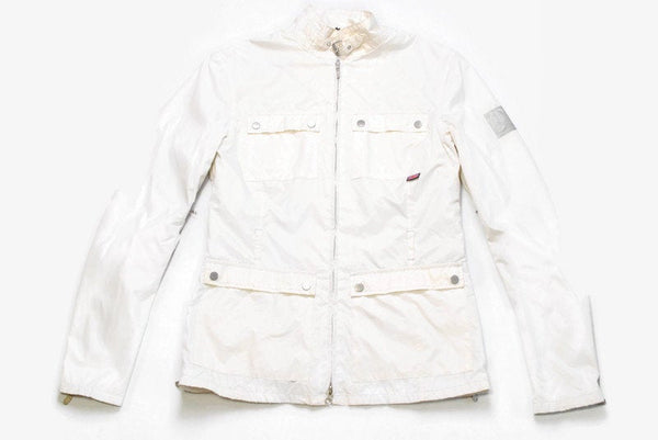 BELSTAFF authentic women's light jacket SIZE 46 (M/L) beige white vintage 90s bomber zipped front pockets England classic style outfut slim
