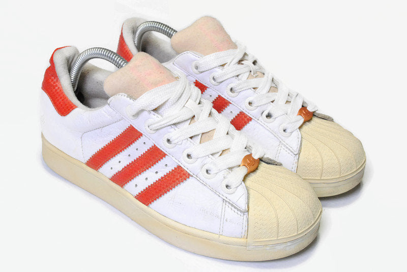 vintage ADIDAS SUPERSTAR authentic white red sneakers Size US7 FR40 men's rare retro basketball athletic shoes 90s 80s classic hipster wear