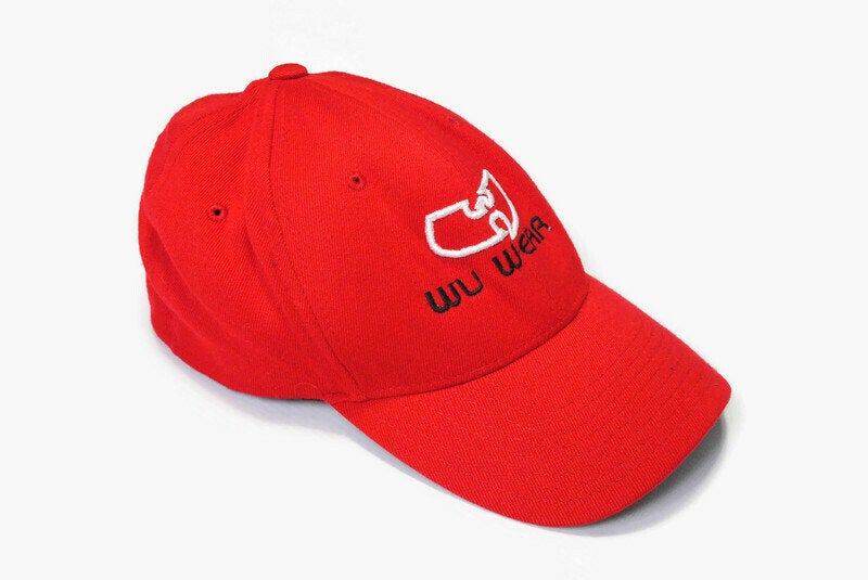 vintage WU TANG CLAN Wear Flexfit hat big logo cap Hip Hop size S/M red yupoong wool acrylic retro authentic 90s 80s summer visor deadstock